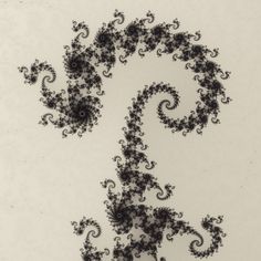 an intricate black and white pattern is shown in the middle of this image, which appears to be made up of small spirals