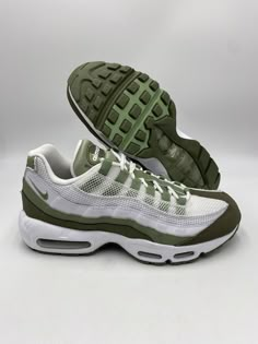 Green Streetwear Sneakers, Green Nike Air Max Shoes, Green Custom Sneakers With Air Max Cushioning For Streetwear, Air Max 90 Green, Green Nike Air Max For Streetwear, Air Max 95 White, Yantai, Dr Shoes, Air Max 95