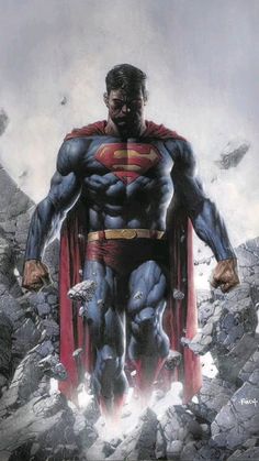 a painting of a man in a superman costume