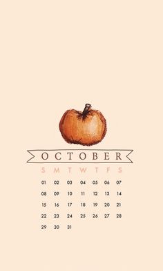 an october calendar with a pumpkin on it