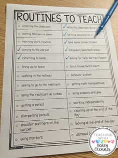 a printable worksheet with the words routines to teach on it