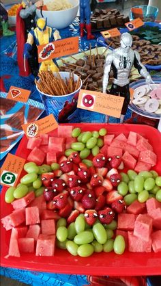 a star wars party with watermelon and grapes