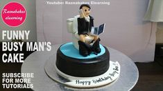 a magazine cover with a cake decorated like a man sitting on a toilet and holding a laptop