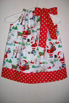 Baby Santa Dress, Pillowcase Dress Pattern, Santa Dress, Children Wear, Kids Christmas Outfits, Christmas Clothes