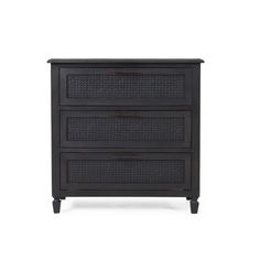 a black dresser with three drawers