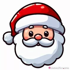 a cartoon santa claus with a red beard and mustache, wearing a white hat on his head