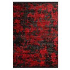 an area rug with red and black colors