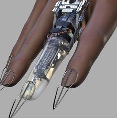 an image of a robotic hand with wires attached to the arm and fingers on it