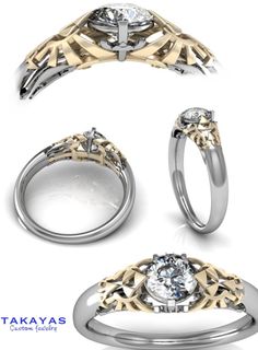 three different types of wedding rings with diamonds