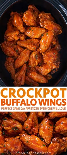 the crockpot buffalo wings recipe is ready to be served in the slow cooker