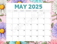 May 2025 calendar free printable Aesthetic 2025, Calendar To Print, Calendar Free Printable, Happy Planner Printables, All The Months, Calendar Design Template, Monthly Printable