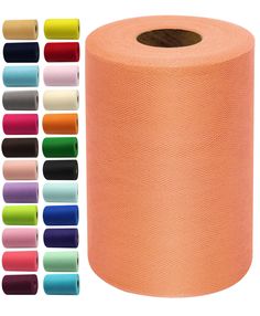 an orange roll of toilet paper with different colors