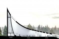 an architectural rendering of a bridge with people walking on it and trees in the background