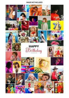 a collage of photos with the words happy birthday written in it's center