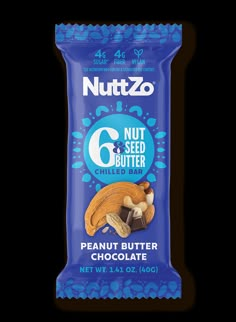 nuttzo peanut butter chocolate bar on white background