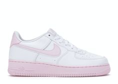 Check out the Nike Air Force 1 Low White Pink Foam (GS) available on @StockX Nike Air Force Pink And White, Pink And White Air Force 1, Cute Pink Sneakers, Pink Air Force 1 Outfit, Pink Nike Shoes Women, Nike Air Force Pink, White And Pink Shoes, Pink Shoes Nike, Air Force Pink