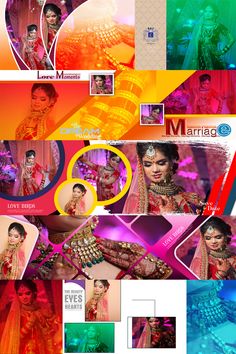 a collage of photos with different colors and designs on it, including the bride's jewelry