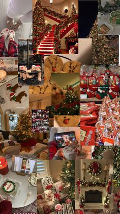 a collage of photos with christmas decorations