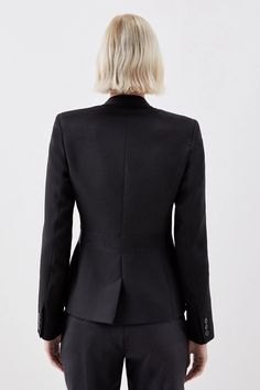 The Founder Premium Twill Tie Waist Detail Blazer | Karen Millen Tailored Structured Blazer For Party, Tailored Structured Party Blazer, Designer Single Button Party Blazer, Designer Office Blazer With Double Button Closure, Designer Single Button Blazer For Work, Structured Boning Blazer Dress For Office, Modern Party Blazer With Notch Lapel, Structured Blazer For Formal Occasions, Designer Single Button Office Blazer