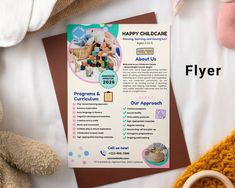 a flyer for a child's playgroup with stuffed animals and toys on it