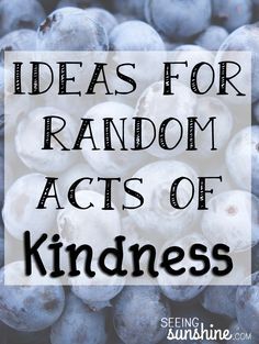 blueberries with the words ideas for random acts of kindness on it in black and white