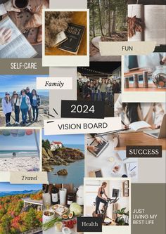 a collage of photos with the words vision board