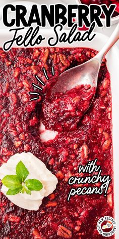 cranberry jello salad with whipped cream on top