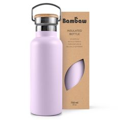 the insulated bottle is in front of a cardboard box