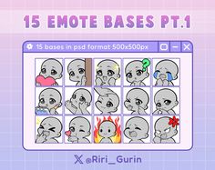 an animated game with different expressions and characters on the screen, which includes various facial expressions