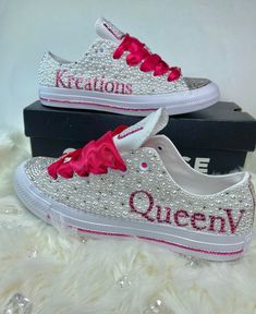 Birthday Party Sweet 16, Pearl Sneakers, Bedazzled Shoes, Bridal Sneakers, Bling Converse, Wedding Converse, All Star Converse, Wedding Sneakers, Tie Sneakers