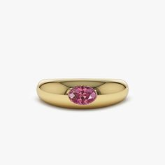 14k Flush Set Oval Pink Sapphire Dome Ring – FERKOS FJ Pink Saphire Ring, Pink Sapphire Jewelry, Pinky Signet Ring, Jewelry Wishlist, Stackable Rings Wedding, Gold Sapphire Ring, Emerald Bracelet, Pink Sapphire Ring, Gold Gemstone Ring