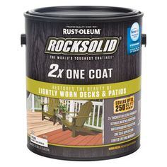 a can of rust - oleum rocksolid 2x one coat deck paint