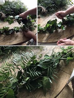 the process of making an artificial greenery wreath