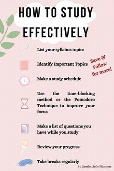 a pink background with the words how to study effectively on it and an image of a plant