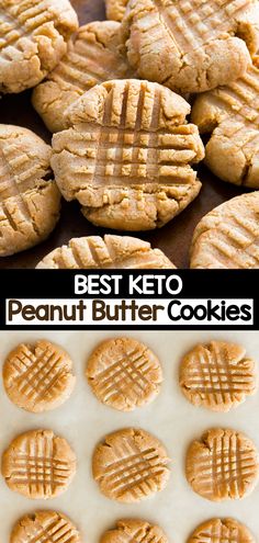 the best keto peanut butter cookies are on a baking sheet and ready to be baked