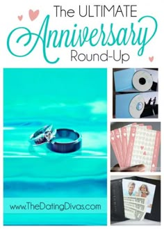 the ultimate wedding anniversary roundup with pictures and text overlays that reads, the ultimate