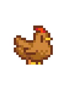 an image of a pixelated chicken on a white background in the style of 8 bit video games