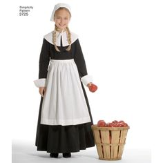 Simplicity Pattern 3725 These historically-themed Child's and Girls' costume dresses will serve for a prairie settler, Quaker, colonial, or more courtly young lady. New and Unused. Colonial Costume, Classic Halloween Costumes, Girls Costumes, Simplicity Dress, Costume Sewing Patterns, Butterick Pattern, Costume Patterns, Paper Sewing Patterns, Sewing Patterns For Kids