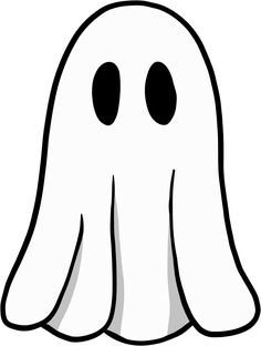 a white ghost with black eyes