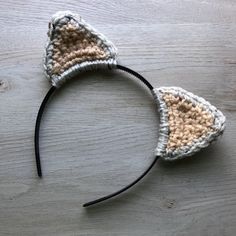 Cat Fox or Wolf Animal Ear Headband - Heathered Cream Oatmeal and Tan  - One Size Fits Most Crochet Ears, Crochet Wolf, Frankenstein Costume, Headband Fits, Wolf Animal, Wishlist Ideas, Wolf Ears, Plastic Headband, Halloween Crochet