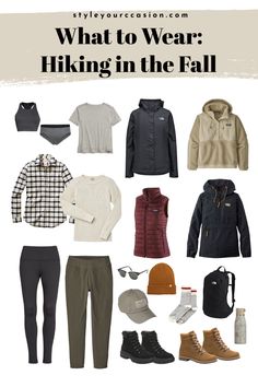 Headed hiking in the great outdoors? Find out what to wear hiking in the fall for women with this comprehensive list and outfit ideas that will keep you warm and stylish at the same time! Autumn Trekking Outfit, How To Look Stylish In Winter, Hiking Outfit For Fall, Hi King Outfit, Winter Hiking Clothes Women, Hiking Style Women Fall, Women Hiking Outfit Fall, Fall Hiking Capsule Wardrobe, Fall Hiking Packing List