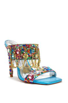 ENVIE-MULTI RHINESTONE STILETTO MULE | AZALEA WANG Homecoming Heels, Muses Shoes, Dress Reference, Dress Mules, Chain Dress, Azalea Wang, Sandal Platform, Statement Shoe, Fancy Shoes