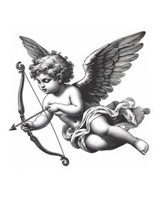 an angel with a bow and arrow in its hand