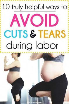 pregnant women doing yoga with the title 10 truly helpful ways to avoid cuts and tears during labor