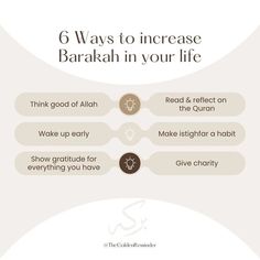 the 6 ways to increase barah in your life with text overlaying it