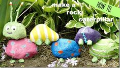 the garden rock caterpillars are colorfully painted