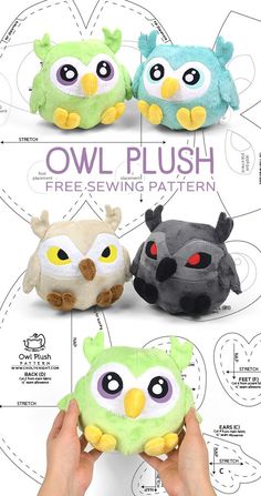 the owl plush sewing pattern is easy to sew and includes instructions for beginners