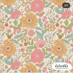 a floral wallpaper with flowers and leaves