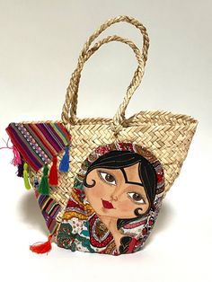 "A very unique small handmade straw bag with ethnic embroidery. The size: length at the opening 15\", height 11\", width 3\"" Bohemian Multicolor Straw Shoulder Bag, Artisan Weaving Straw Bag, Multicolor Traditional Crochet Bag For Vacation, Traditional Multicolor Crochet Bag For Vacation, Embroidered Natural Tote Shoulder Bag, Embroidered Rectangular Natural Straw Bag, Bohemian Multicolor Straw Crochet Bag, Multicolor Bohemian Straw Crochet Bag, Artisan Jute Straw Bag