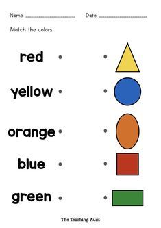 a red yellow orange blue green and white color matching worksheet for preschoolers